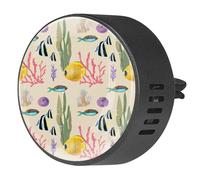 VAPOKF 2 clips de ventilación para coche, ambientador con impresiones de arrecifes de peces de corales de mar, difusor de aceites esenciales de aromaterapia