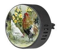VAPOKF 2 clips de ventilación para coche, ambientador con impresiones de gallinas y gallo, difusor de aceite esencial de aromaterapia