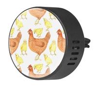 VAPOKF 2 clips de ventilación para coche, ambientador con impresiones de gallinas y pollitos, difusor de aceites esenciales de aromaterapia