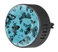 VAPOKF 2 clips de ventilación para coche, ambientador con impresiones de insectos de mariposa voladora azul, difusor de aceite esencial de aromaterapia