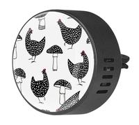VAPOKF 2 clips de ventilación para coche, ambientador con impresiones negras moteadas de gallinas y setas, difusor de aceite esencial de aromaterapia