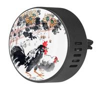 VAPOKF 2 clips de ventilación para coche, ambientador con pintura de tinta china, impresiones de gallo, difusor de aceite esencial de aromaterapia