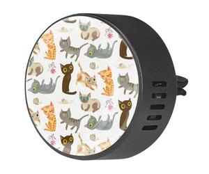 VAPOKF 2 clips de ventilación para coche con divertidos estampados de gatos locos, difusor de aceites esenciales de aromaterapia