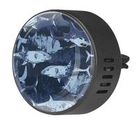 VAPOKF 2 clips de ventilación para coche con estampado de tiburón sobre fondo azul grunge, difusor de aceite esencial de aromaterapia