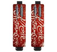 VAPOKF 2 soportes ajustables para bolígrafos de piel sintética, para cuaderno, estuche para lápices de tapa dura, libros, planificadores, carpetas, tabletas, copos de nieve de Feliz Navidad, color
