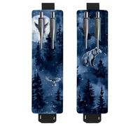 VAPOKF 2 soportes ajustables para bolígrafos de piel sintética, para cuaderno, estuche para lápices de tapa dura, libros, planificadores, carpetas, tabletas, animales bajo el bosque nocturno