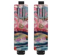 VAPOKF 2 soportes ajustables para bolígrafos de piel sintética, para cuaderno, estuche para lápices de tapa dura, libros, planificadores, carpetas, tabletas, puente de cerezo en flor