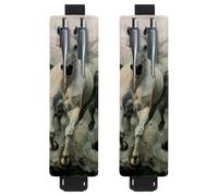 VAPOKF 2 soportes ajustables para bolígrafos de piel sintética, para cuaderno, estuche para lápices de tapa dura, libros, planificadores, carpetas, tabletas, caballos blancos y negros al galope