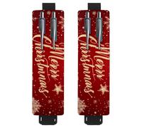 VAPOKF 2 soportes ajustables para bolígrafos de piel sintética, para cuaderno, estuche para lápices de tapa dura, libros, planificadores, carpetas, tabletas, copos de nieve de Feliz Navidad
