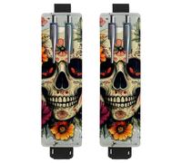 VAPOKF 2 soportes ajustables para bolígrafos de piel sintética, para cuaderno, estuche para lápices de tapa dura, libros, planificadores, carpetas, tabletas, calavera humana con flores brillantes