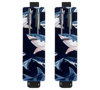 VAPOKF 2 soportes ajustables para bolígrafos de piel sintética, para cuaderno, estuche para lápices de tapa dura, libros, planificadores, carpetas, tabletas, tiburones gigantes