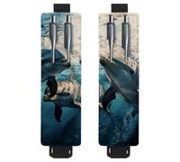 VAPOKF 2 soportes ajustables para bolígrafos de piel sintética, para cuaderno, estuche para lápices de tapa dura, libros, planificadores, carpetas, tabletas, delfines juegan juntos