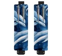 VAPOKF 2 soportes ajustables para bolígrafos de piel sintética, para cuaderno, estuche para lápices de tapa dura, libros, planificadores, carpetas, tabletas, delfines juntos