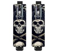 VAPOKF 2 soportes ajustables para bolígrafos de piel sintética, para cuaderno, estuche para lápices de tapa dura, libros, planificadores, carpetas, tabletas, calavera humana, sombrero pirata, hueso