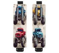 VAPOKF 2 soportes ajustables para bolígrafos de piel sintética, para cuaderno, estuche para lápices de tapa dura, libros, planificadores, carpetas, tabletas, color azul, amarillo y rojo Monster Trucks