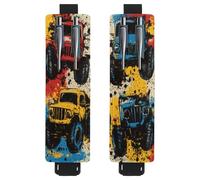 VAPOKF 2 soportes ajustables para bolígrafos de piel sintética, para cuaderno, estuche para lápices de tapa dura, libros, planificadores, carpetas, tabletas, pintura grunge Monster Trucks