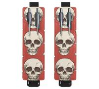 VAPOKF 2 soportes ajustables para bolígrafos de piel sintética, para cuaderno, estuche para lápices de tapa dura, libros, planificadores, carpetas, tabletas, calavera humana y huesos