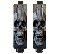 VAPOKF 2 soportes ajustables para bolígrafos, de piel sintética, para diarios, libros, planificadores, carpetas, tabletas, calavera muerta humana