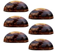 VAPOKF 6 manijas de copa de concha, pomos semicirculares para cajones, manijas utilizadas para dormitorio, tocador, armario, puerta de cocina, ciervo alce toro en las tierras altas