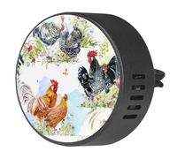 VAPOKF Ambientador de coche con clips de ventilación de gallo y gallinas en la hierba, difusor de aceite esencial de aromaterapia, 2 unidades