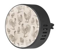 VAPOKF Ambientador de coche con clips de ventilación dibujados a mano con impresiones de gallinas y pollitos, difusor de aceite esencial de aromaterapia, 2 unidades