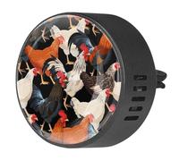 VAPOKF Ambientador de coche con clips de ventilación para coche con impresiones coloridas de gallinas y gallo, difusor de aceite esencial de aromaterapia, 2 unidades