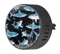 VAPOKF Ambientador de coche con diseño de tiburón y azul pintado en negro, difusor de aceite esencial de aromaterapia, 2 unidades