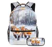 VAPOKF Baby Foxes - Juego de mochila escolar para adolescentes, niñas, niños, estudiantes, mochila con estuche para lápices para primaria, secundaria, secundaria y secundaria, multicolor, Talla única