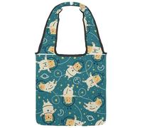 VAPOKF Bears in Space - Bolsas de lona para mujer, bolsa de hombro grande reutilizable para escuela, trabajo, oficina, viajes, compras, casual