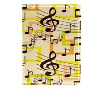 VAPOKF Billetera de viaje de piel con diseño de notas musicales y clave para pasaporte, 11,5 x 16,5 cm, multicolor, 11.5x16.5cm/4.5x6.5 in, Vintage