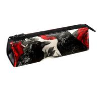 VAPOKF Black Crows - Bolsa compacta con cremallera para bolígrafos, lápices, cosméticos, diseño de calaveras, rosas