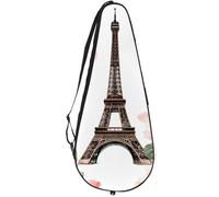 VAPOKF Blossom - Bolsa para raqueta de tenis, diseño de torre Eiffel con flores rosadas, para raqueta de tenis, con capacidad para hasta 2 raquetas