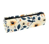 VAPOKF Blossom - Estuche para lápices con estampado de hojas de hibisco, piel sintética, bolsa organizadora de artículos de papelería para estudiantes, bolsa de maquillaje para mujeres, niñas, niños