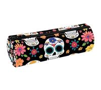 VAPOKF Blossom Florals - Estuche de piel sintética con estampado de calaveras de azúcar, bolsa organizadora de artículos de papelería para estudiantes, bolsa de maquillaje para mujeres, niñas, niños