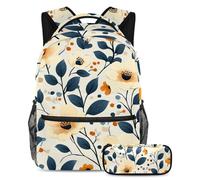 VAPOKF Blossom Hibiscus Leaf Set de Bolsos para Escuela Escolar Mochila con Estuche para Escuela Primaria, Multicolor, Talla Única, Multicolor, One Size, Conjunto de bolso escolar