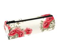 VAPOKF Blossom Peony Teo Herons - Estuche de piel sintética para bolígrafos, organizador de papelería para estudiantes, bolsa de maquillaje para mujeres, niñas, niños, suministros escolares y de