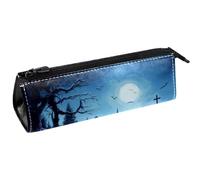 VAPOKF Blue Graveyard - Bolsa compacta con cremallera para bolígrafos, lápices, cosméticos, diseño de calabaza, color azul