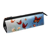 VAPOKF Bolsa compacta con cremallera para bolígrafos, diseño de mariposas y margaritas, orquídeas y flores silvestres