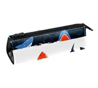 VAPOKF Bolsa de bolígrafos con diseño de tiburones peligrosos en rayas, bolsa de papelería, bolsa de cosméticos, bolsa compacta con cremallera, multicolor, 5.5 ×6 ×20CM/2.2x2.4x7.9 in, Organizador de