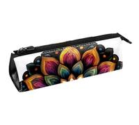 VAPOKF Bolsa de lápices con diseño de flores y mandalas, colorida, bolsa compacta con cremallera