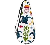 VAPOKF Bolsa de raqueta con diseño de tortugas y peces medusas para tenis, funda para raqueta de tenis, bolsa de remo, capacidad para hasta 2 raquetas