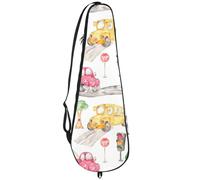 VAPOKF Bolsa de raqueta de bádminton, bolsa de raqueta de bádminton, bolsa de raqueta de tenis, bolsa de paleta para 2 raquetas, autobús escolar y árboles de dibujos animados