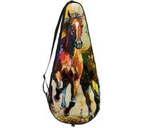 VAPOKF Bolsa de raqueta de caballos corriendo con pintura al óleo de color para tenis, funda para raqueta de tenis, bolsa de pala, capacidad para hasta 2