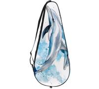 VAPOKF Bolsa de raqueta de delfines de acuarela azul para tenis, funda para raqueta de tenis, bolsa de remo, capacidad para hasta 2 raquetas