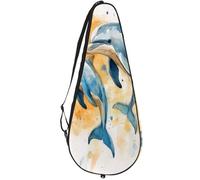VAPOKF Bolsa de raqueta de delfines de acuarela para tenis, funda para raqueta de tenis, bolsa de remo, capacidad para hasta 2 raquetas
