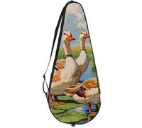 VAPOKF Bolsa de raqueta de pato de estanque de loto acuarela para tenis, funda para raqueta de tenis, bolsa de remo, capacidad para hasta 2 raquetas