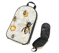 VAPOKF Bolsa organizadora de utensilios de camping de viaje, bolsa de almacenamiento con patrón de abejas en colmena para utensilios de cocina, accesorios de cocina, bolsa de almacenamiento para