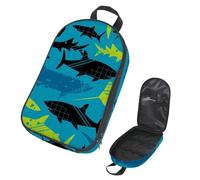 VAPOKF Bolsa organizadora de utensilios de camping de viaje, bolsa de almacenamiento con patrón de tiburones grunge y rayas para utensilios de cocina, accesorios de cocina, bolsa de almacenamiento