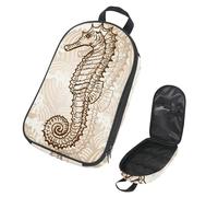 VAPOKF Bolsa organizadora de utensilios de camping de viaje, caballito de mar sobre fondo de ondas, bolsa de almacenamiento para utensilios de cocina, accesorios de cocina, bolsa de almacenamiento