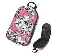VAPOKF Bolsa organizadora de utensilios de camping de viaje, cachorro maltés blanco en lazo a rayas rosas, bolsa de almacenamiento para utensilios de cocina, bolsa de almacenamiento para barbacoa al